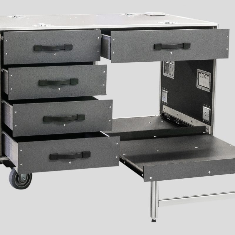 Büro-Rollcontainer ausziehbare Fächer, rechtes Fach für A3 Drucker